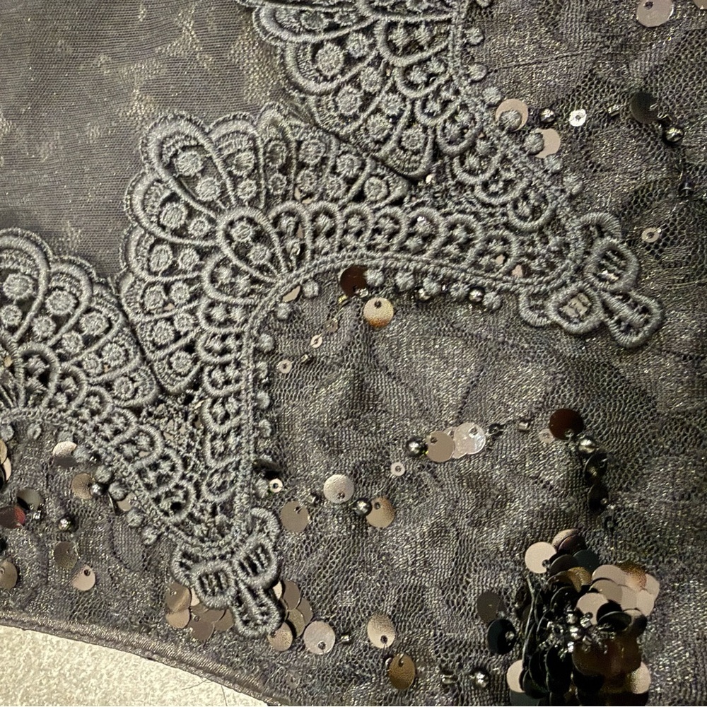 NEW GENERATION LOVE gemma sequin lace tank top black size large $215 NWT - Picture 6 of 12